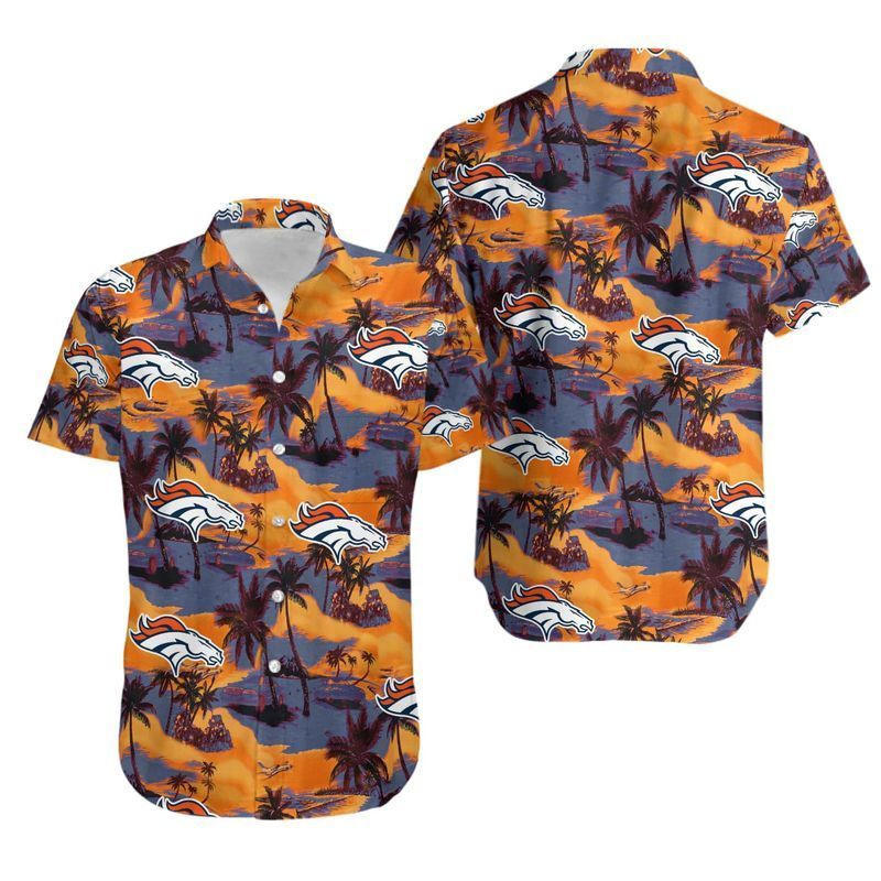 Denver Broncos Tommy Bahama Hawaiian Shirt Tropical Aloha Button Up