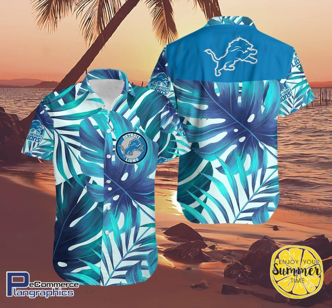 Detroit Lions Aloha Shirt Hawaiian Shirt Tropical Aloha Button Up