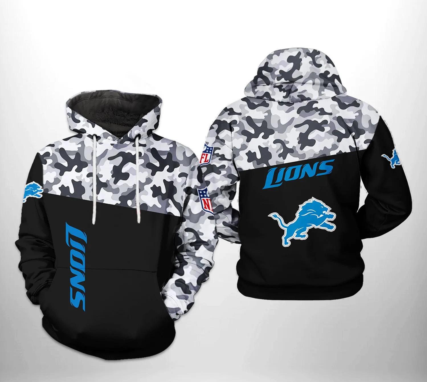 Detroit Lions NFL Camo Veteran Team NFL 3D All Over Print Hoodie