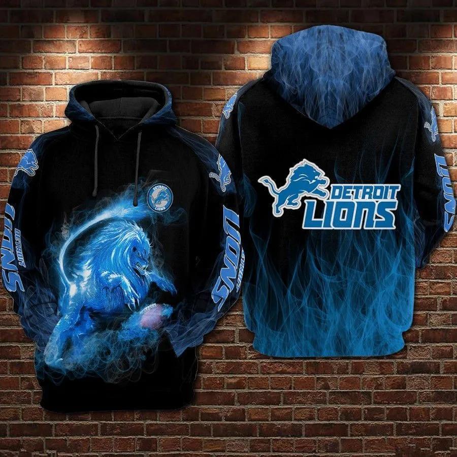 Detroit Lions Nfl Football Lions Smoke NFL 3D All Over Print Hoodie