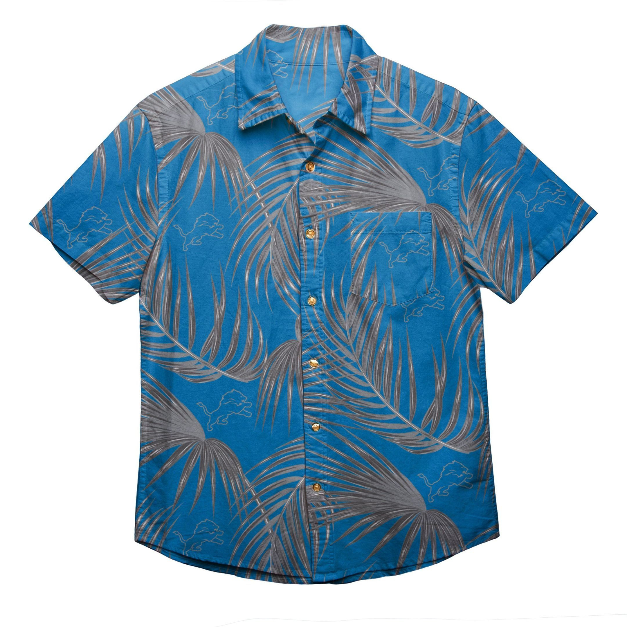 Detroit Lions Nfl Mens Hawaiian Shirt Tropical Aloha Button Up