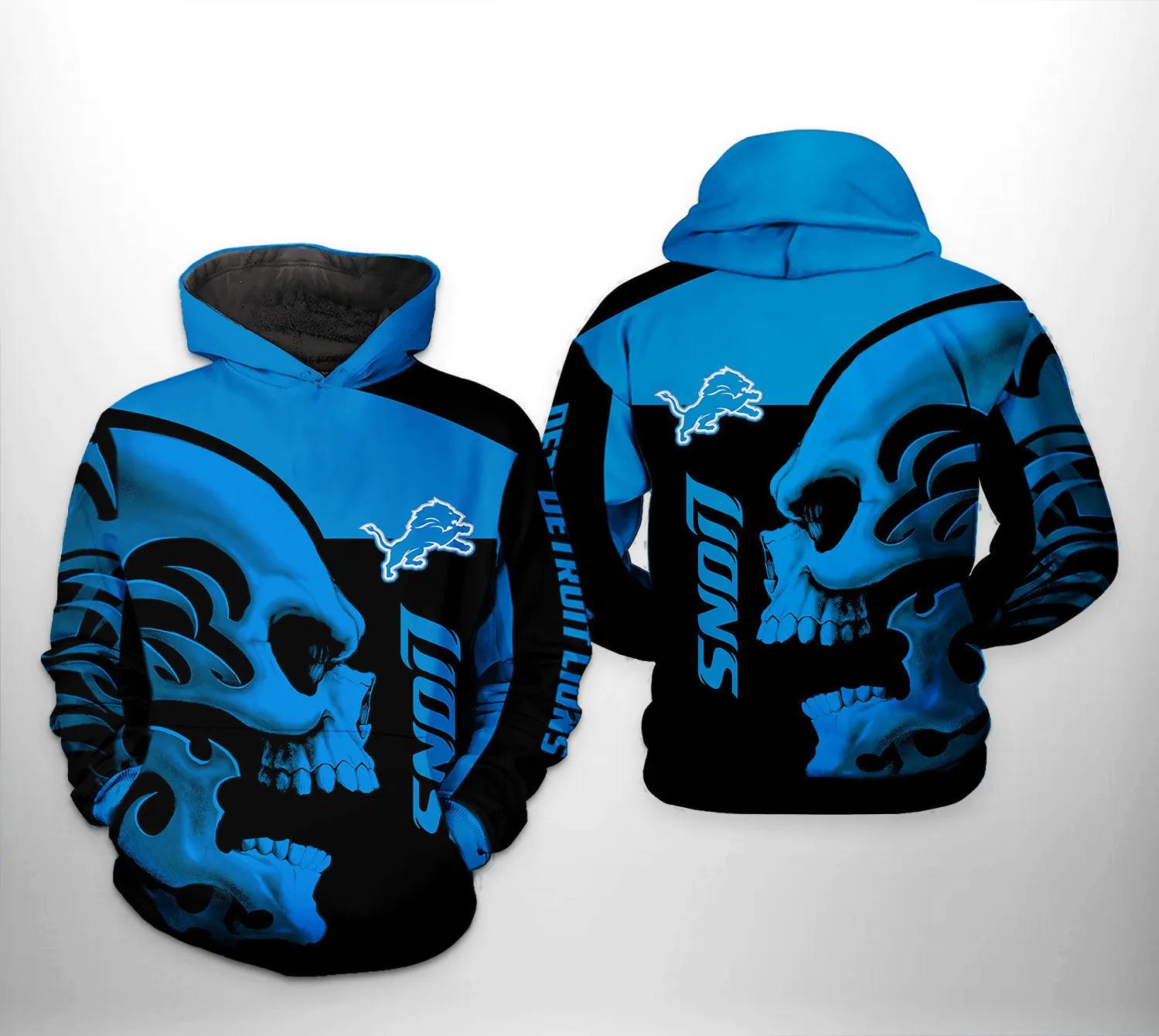 Detroit Lions NFL Skull NFL 3D All Over Print Hoodie