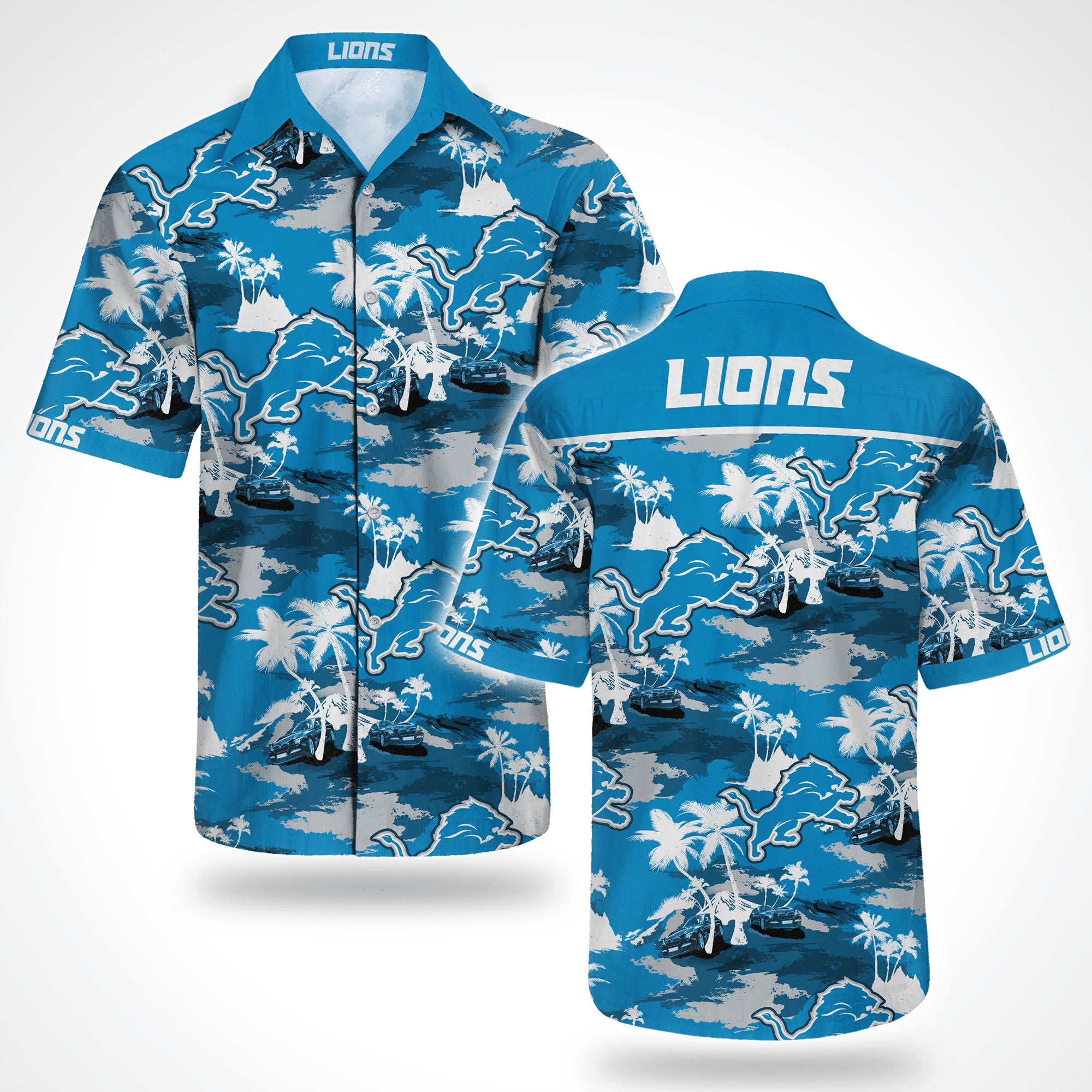 Detroit Lions Tommy Bahama Hawaiian Shirt Tropical Aloha Button Up