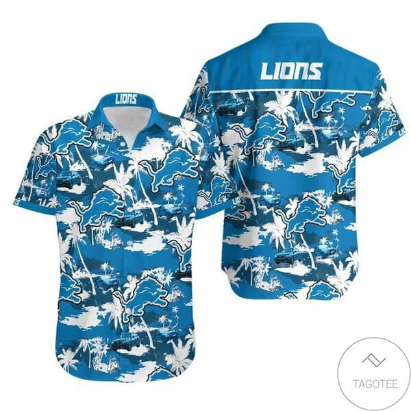 Detroit Lions Tommy Bahama Hawaiian Shirt Tropical Aloha Button Up