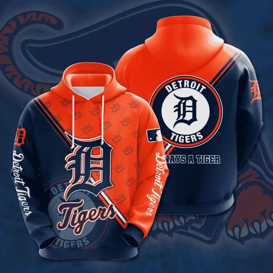 Detroit Tigers Big Logo 3D MLB All Over Print Hoodie