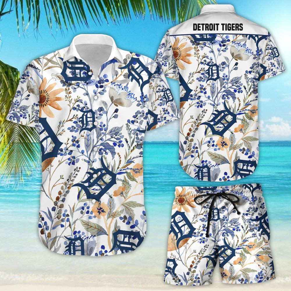 Detroit Tigers Hawaiian Shirt Tropical Aloha Button Up