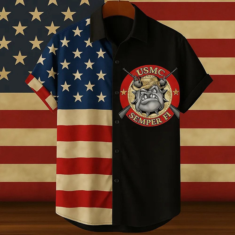 Devil Dog USMC 250th Anniversary Hawaiian Shirt Semper Fi Marine Corps Gifts For Veteran
