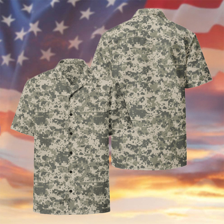 Digital Camo Hawaiian Shirt US Army Camouflage Aloha Shirt Military Gifts For Dad