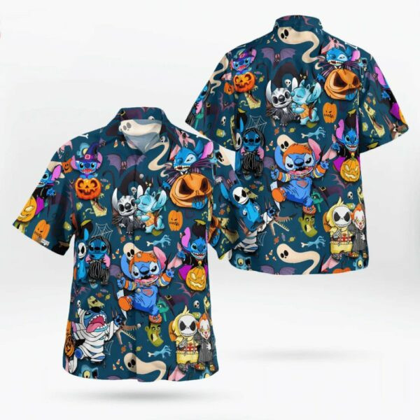 Disney Lilo Stitch Cosplay Halloween Hawaiian Shirt Tropical Aloha Button Up