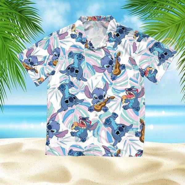 Disney Stitch Stitch Emotions Hawaiian Shirt Tropical Aloha Button Up