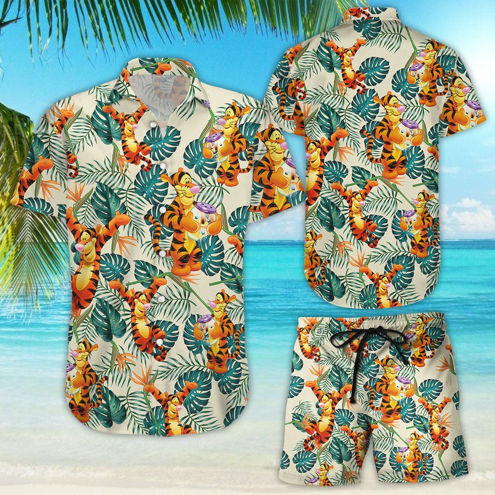 Disney Tigger Hawaiian Shirt Tropical Aloha Button Up