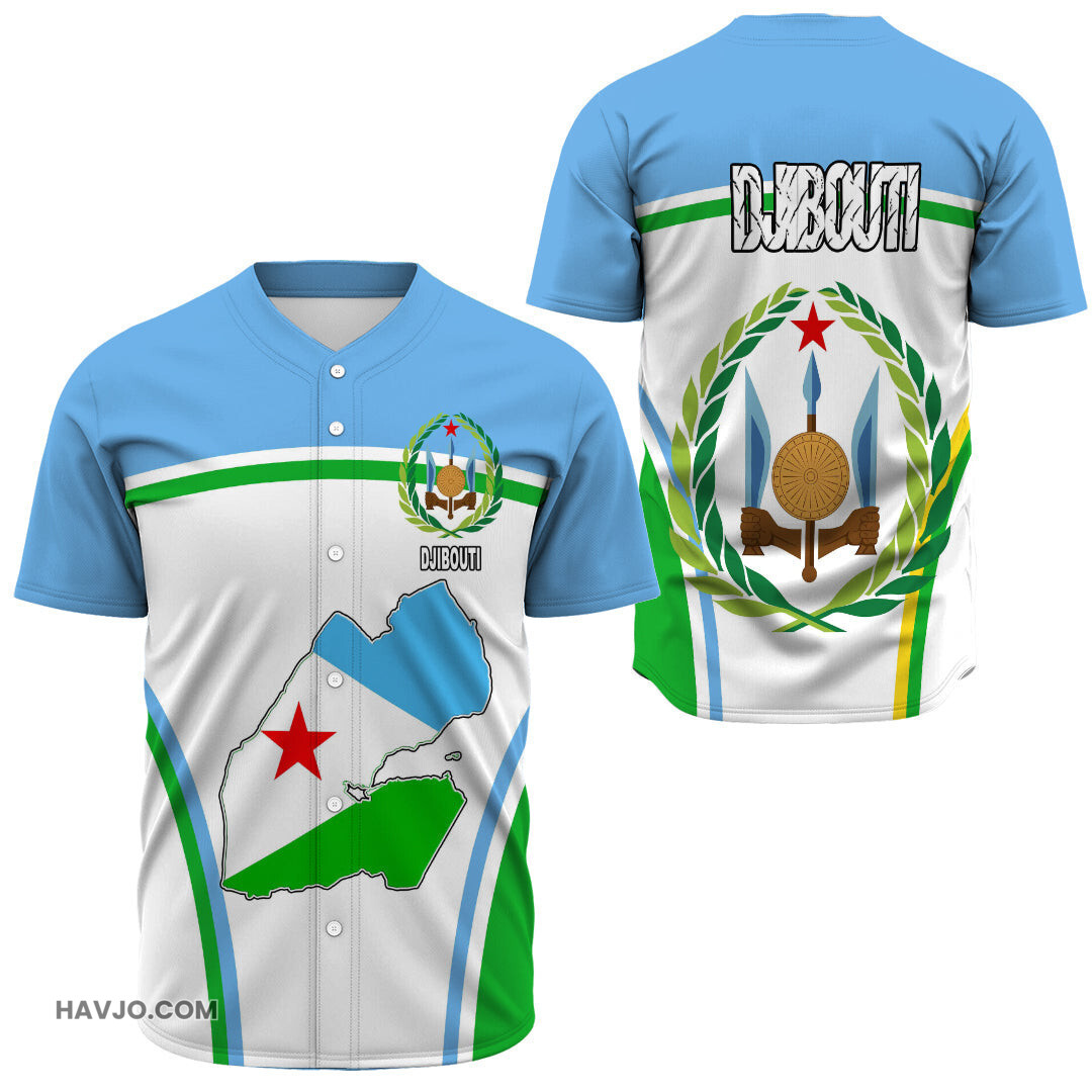 Djibouti Active Flag Baseball Jersey