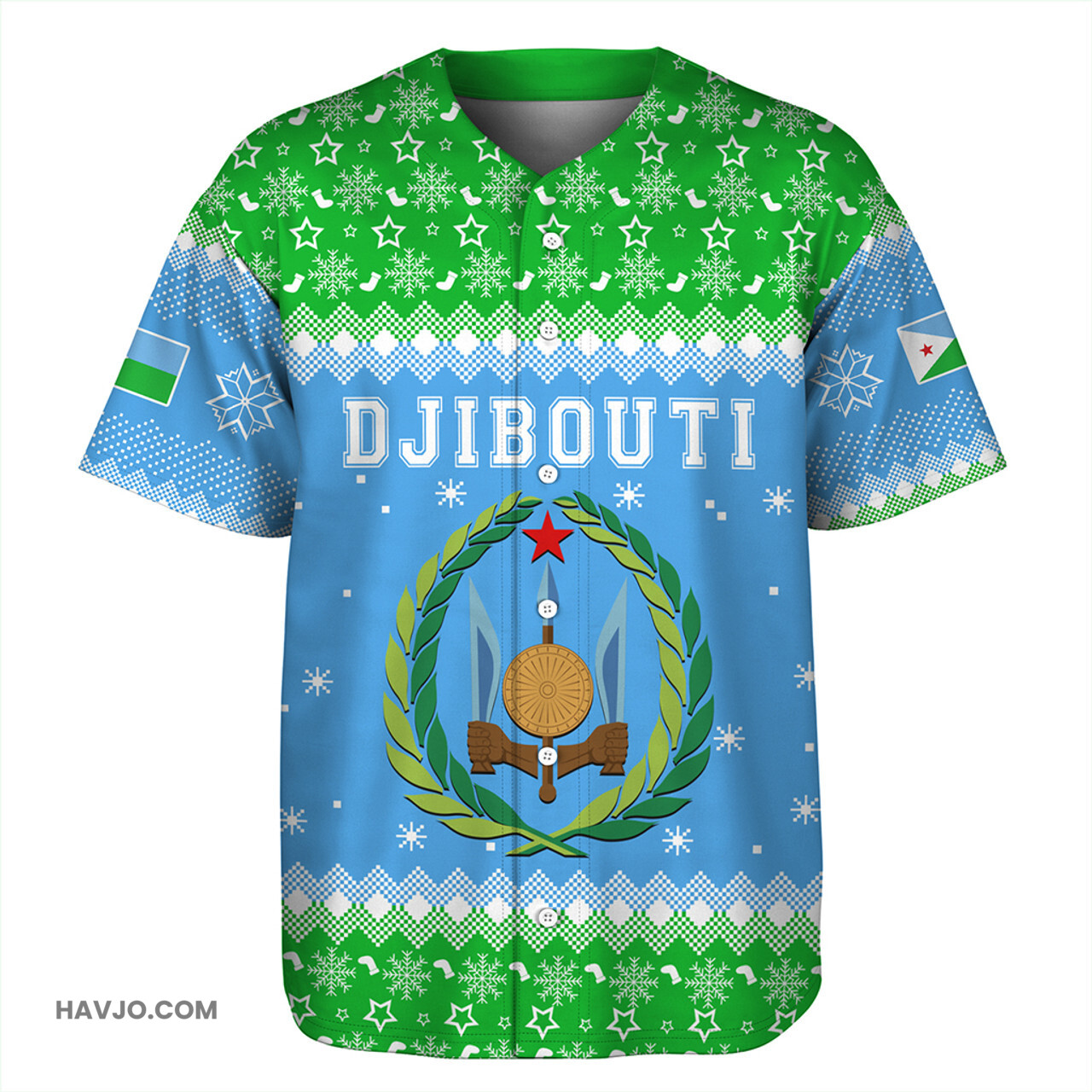 Djibouti Christmas Coat of Arms Baseball Jersey
