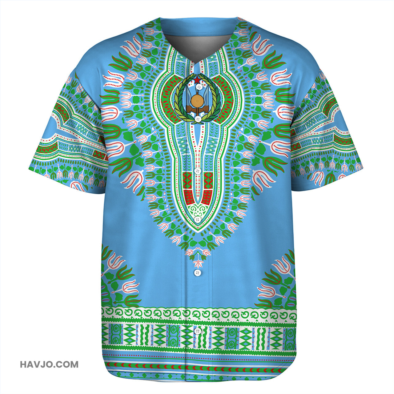 Djibouti Dashiki Baseball Jersey