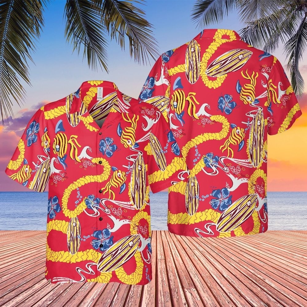 Doctor Gonzo Fear And Loathing In Las Vegas Hawaiian Shirt Surfboards Blue Flowers Hibiscus