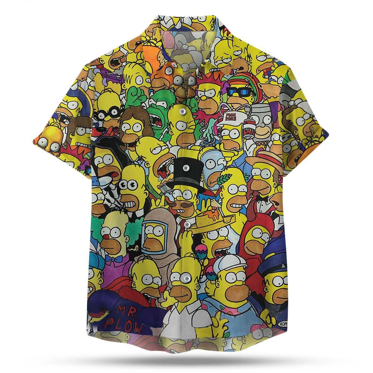D'oh Simpsons The Simpsons Family Hawaiian Shirt Tropical Aloha Button Up