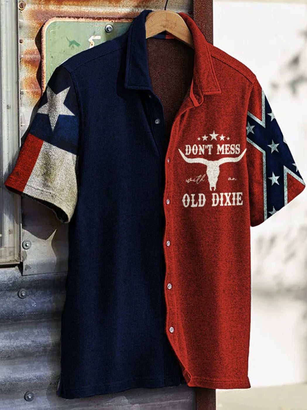 Don't Mess Old Dixie Texas Flag Hawaiian Shirt Vintage Southern Pride Apparel