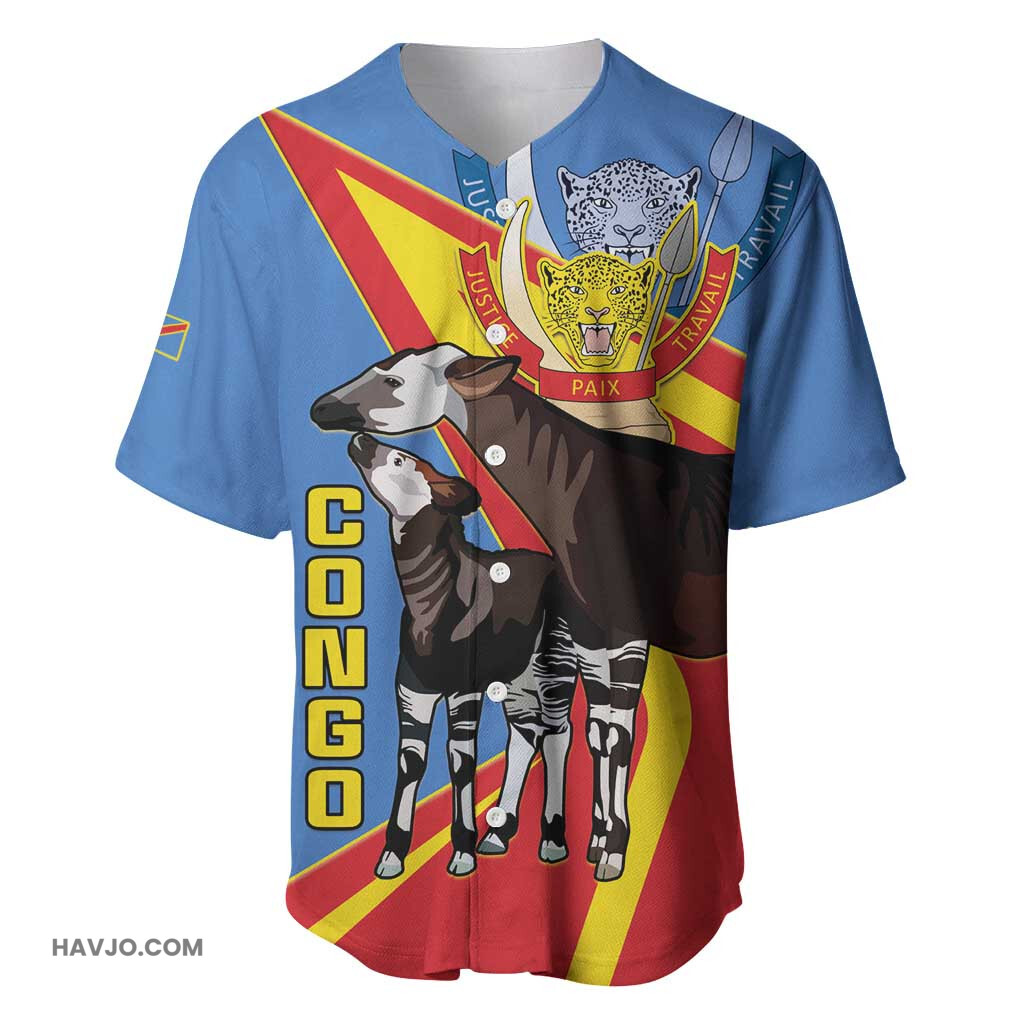 DR Congo Okapi Coat Of Arms Baseball Jersey