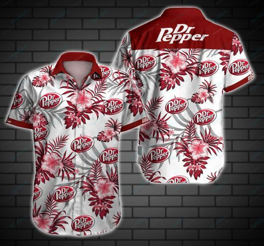 Dr Pepper Hawaiian Shirt Tropical Aloha Button Up