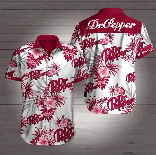 Dr Pepper Hawaiian Shirt Tropical Aloha Button Up