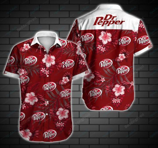 Dr Pepper Hawaiian Shirt Tropical Aloha Button Up