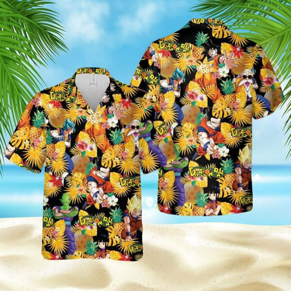 Dragon Ball Pineapple Floral Hawaiian Shirt Tropical Aloha Button Up