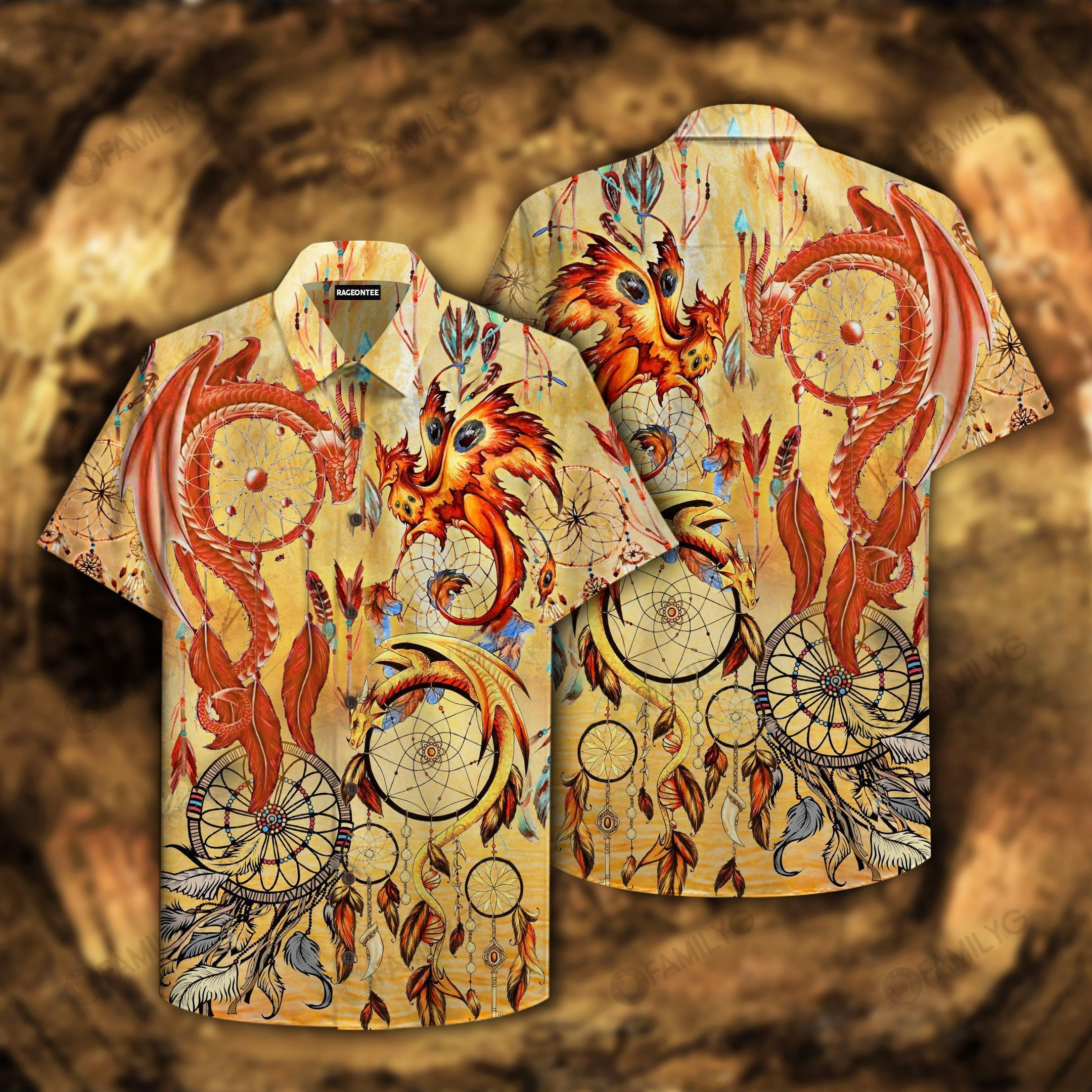 Dragon Shirt - Dragons Native Dreamcatcher Unisex Hawaiian Shirt Tropical Aloha Button Up