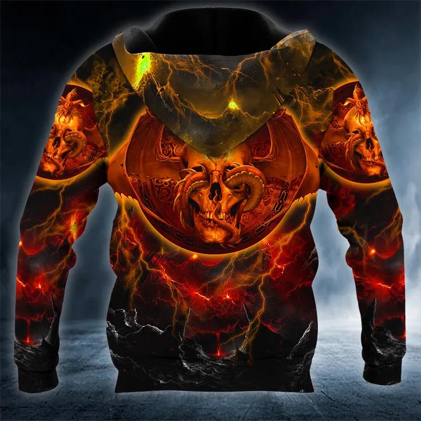 Alternative view of Dragons Dissent Skull 3D All Over Print Hoodie