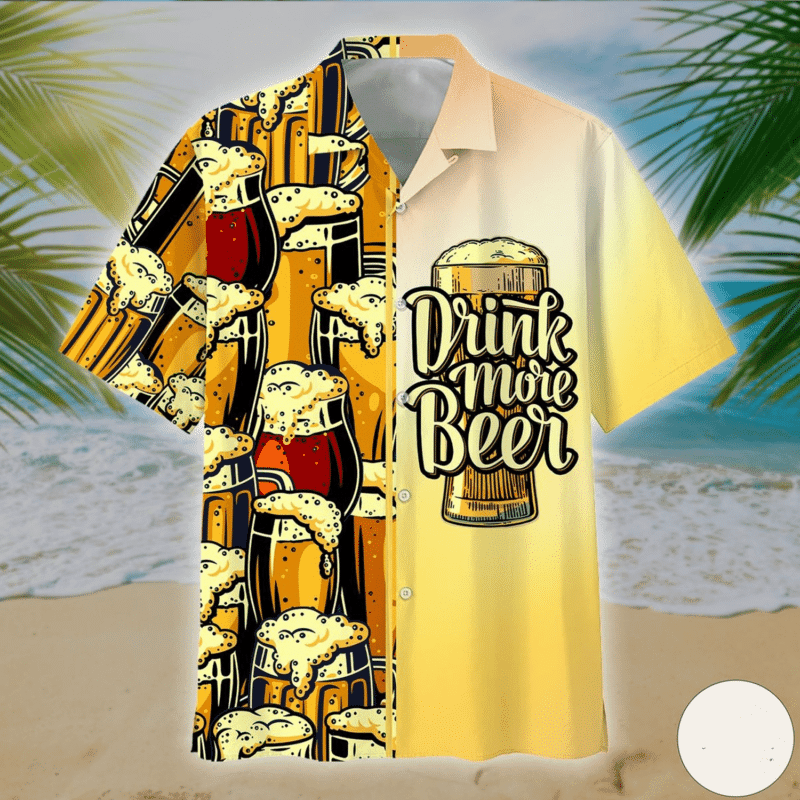 Drink More Beer Hawaiian Shirt Tropical Aloha Button Up