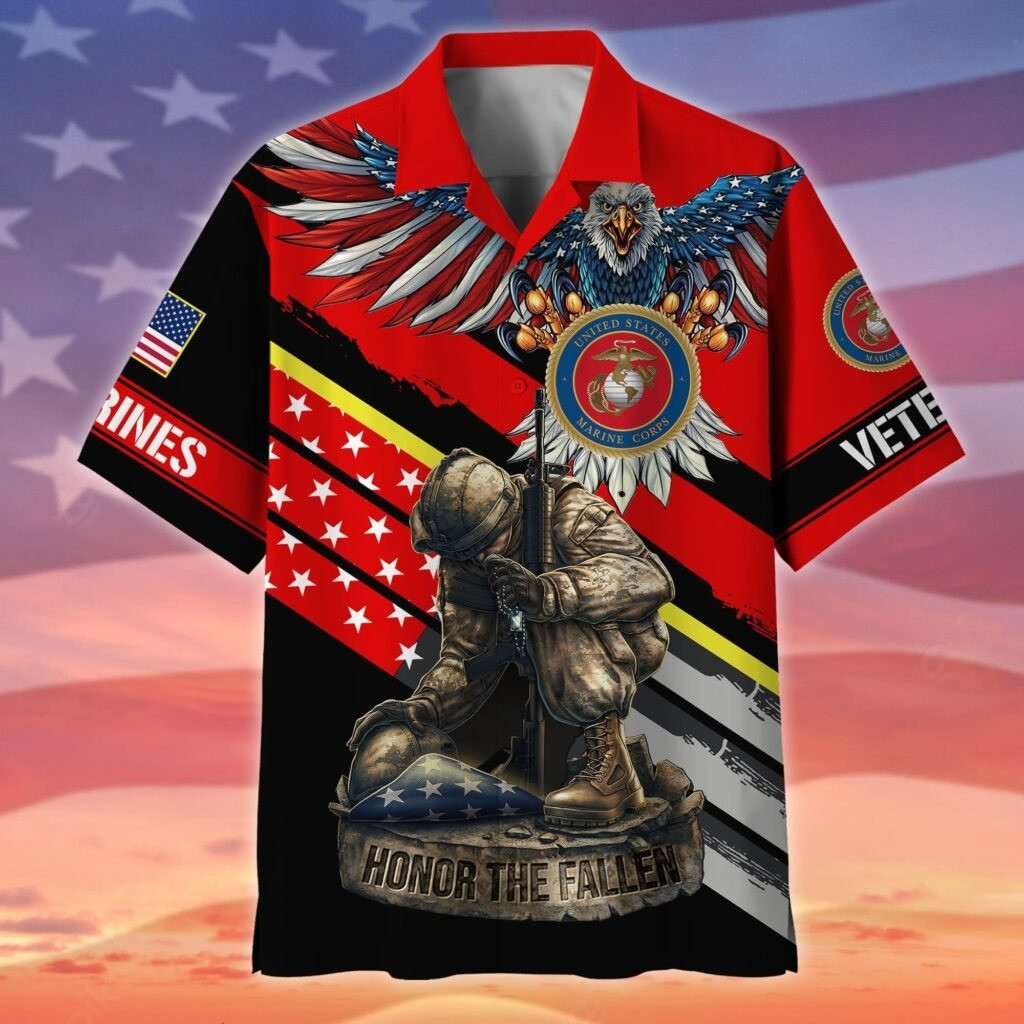 Eagle U.S Marines Honor The Fallen Hawaiian Shirt Ideas Cool Gifts For Veterans