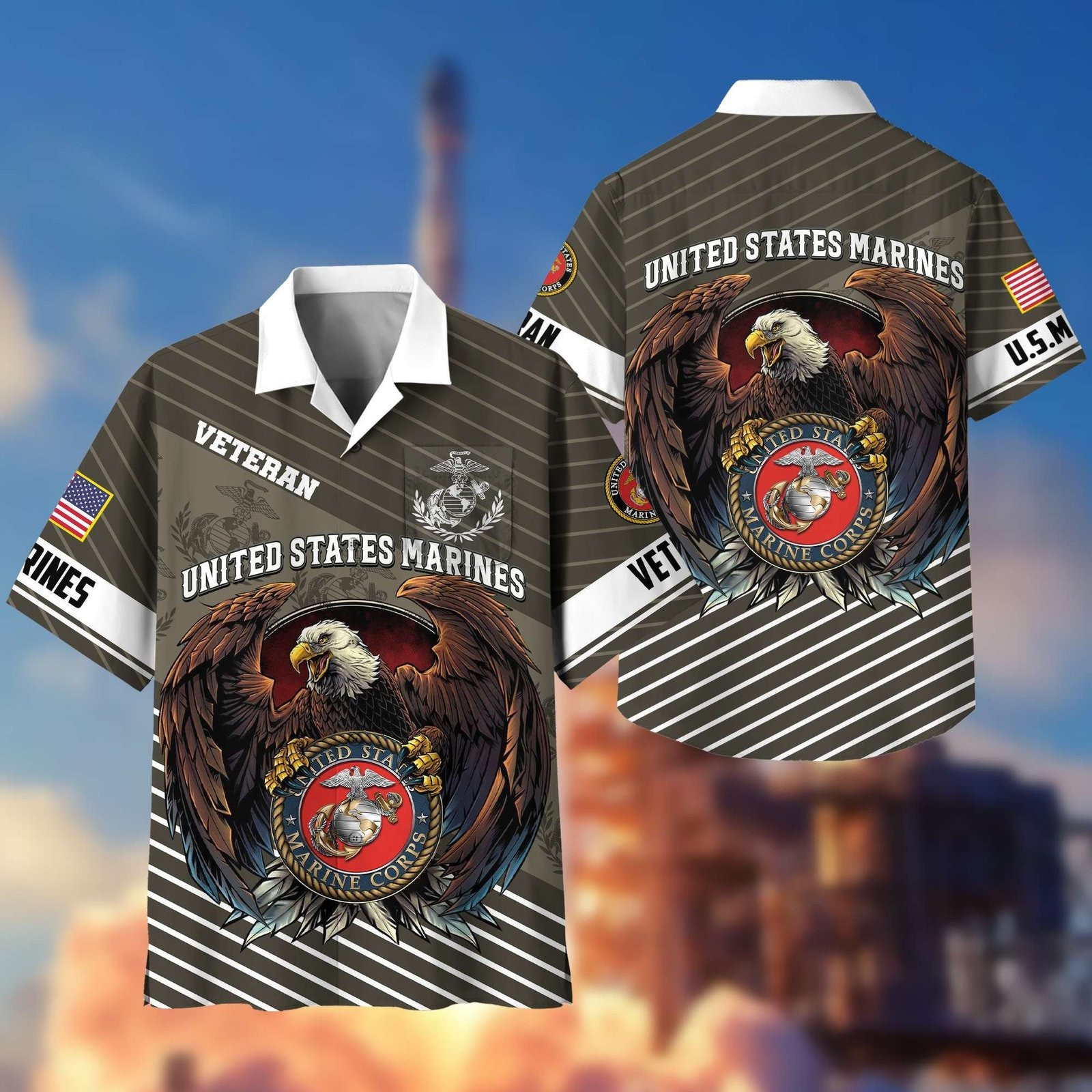 Eagle U.S Marines Veteran Hawaiian Shirt Best USMC Clothing Gifts That Support Veterans