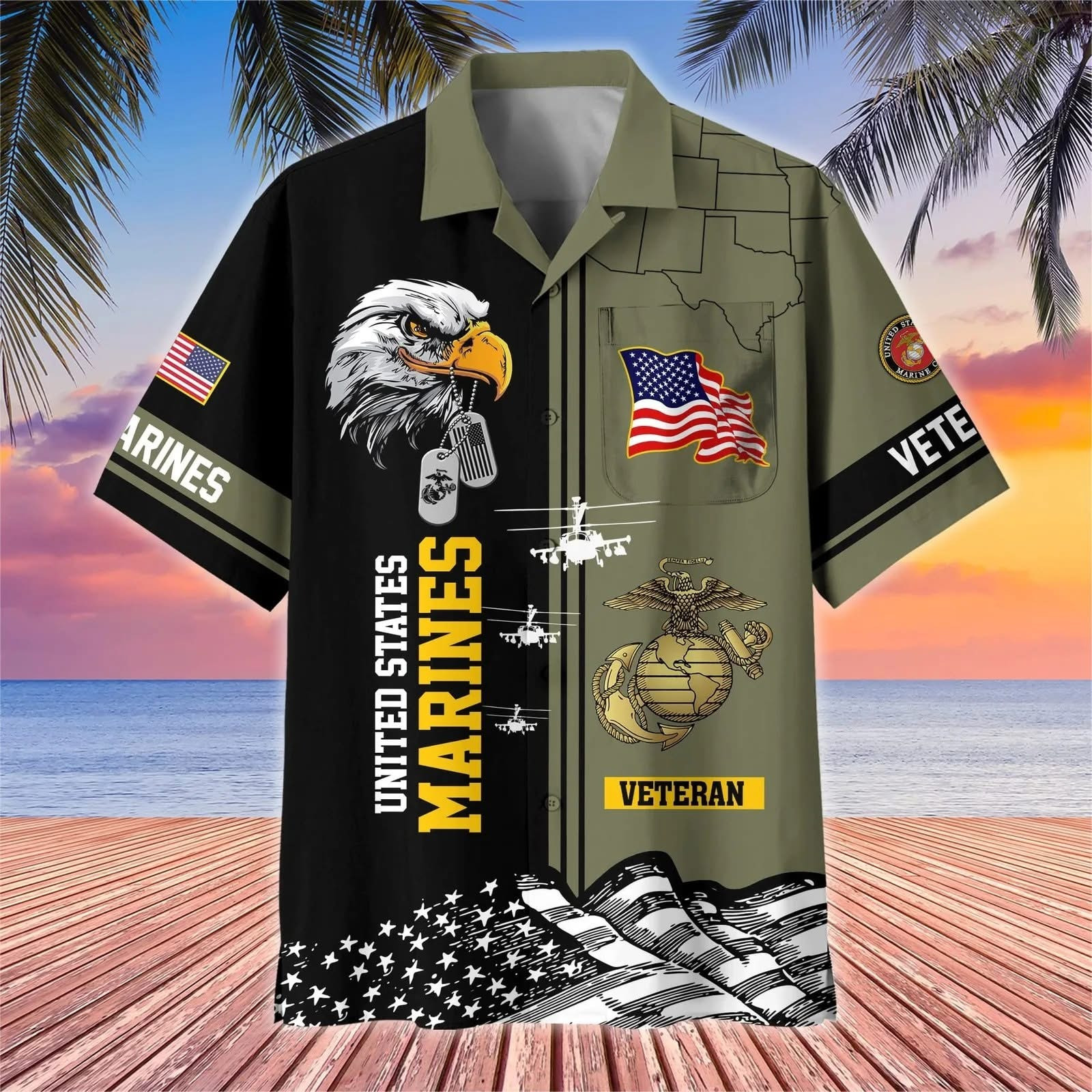Eagle U.S. Marine Corps Veteran Hawaiian Shirt Unique Patriotic Gifts For Marine Veterans