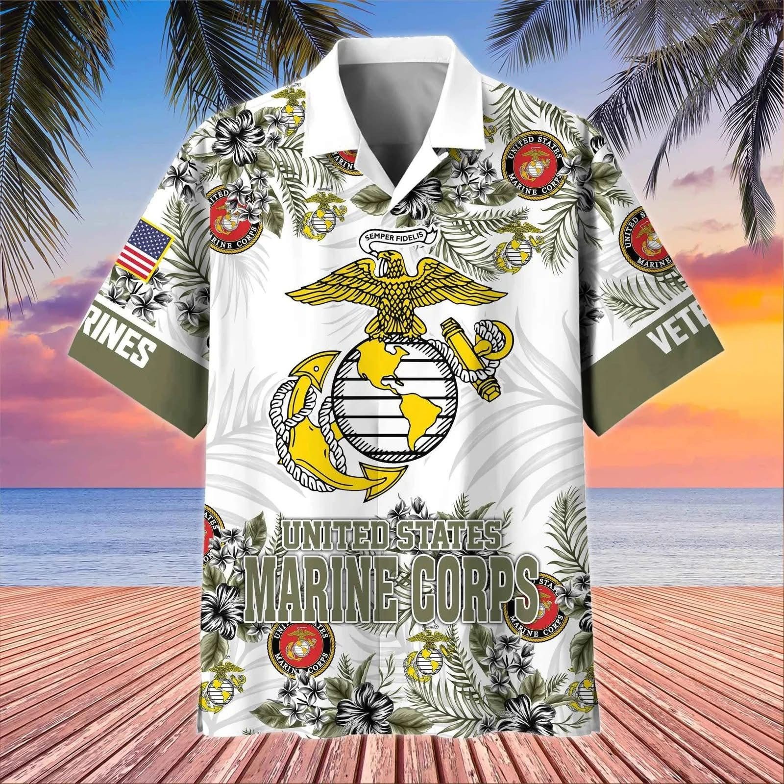 Eagle U.S. Marine Corps Veteran Hawaiian Shirt Unique USMC Aloha Shirt Gifts For Veterans