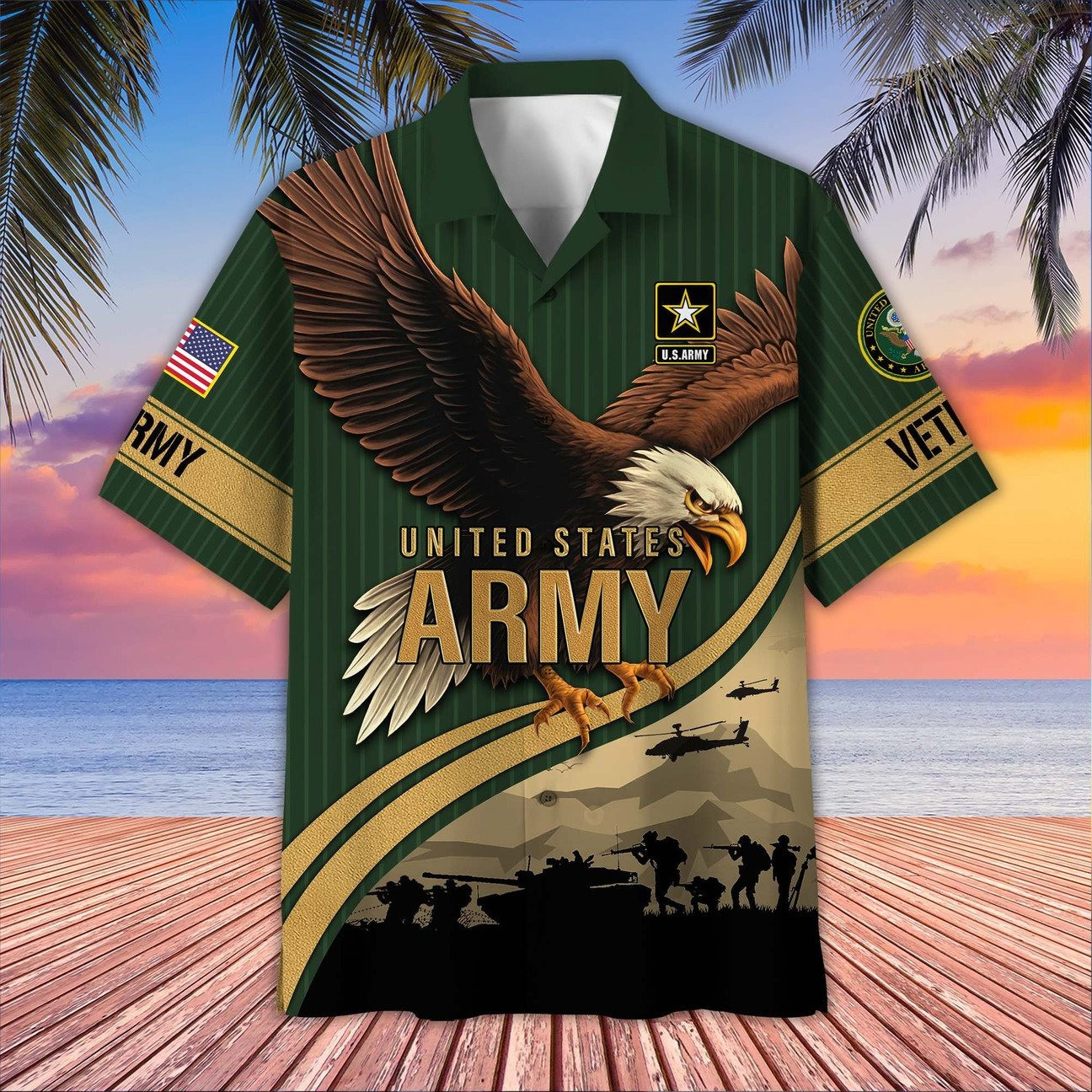 Eagle United States Army Veterans Hawaiian Shirt Patriotic Gifts For Father