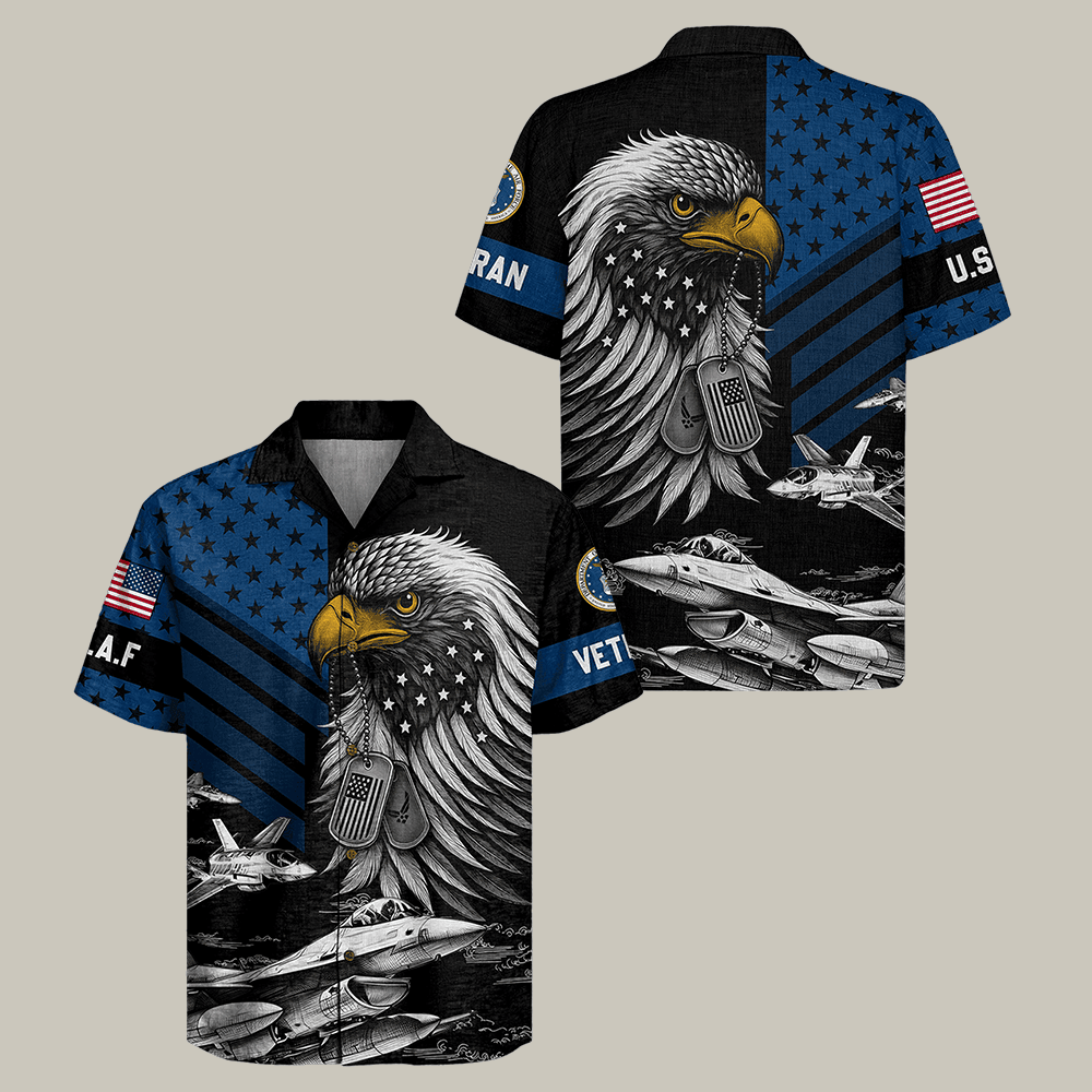 Eagle US Air Force Hawaiian Shirt Air Force Aloha Shirt Patriotic Gift For Veteran