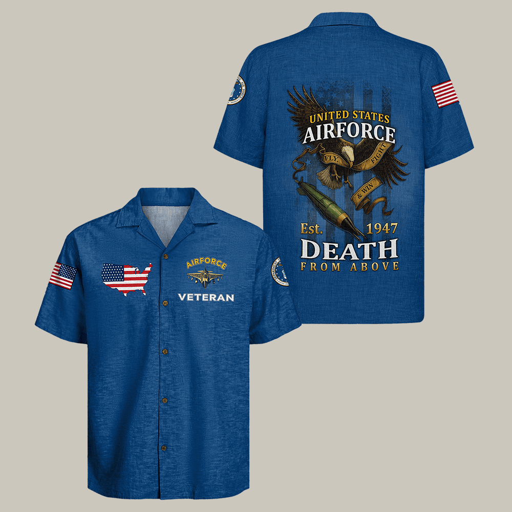 Eagle US Air Force Hawaiian Shirt Death From Above Shirt USAF Veteran Gift