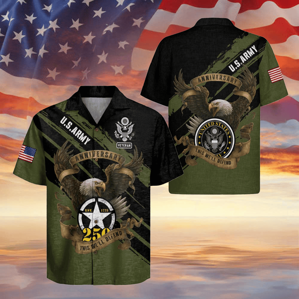 Eagle US Army 250th Anniversary Hawaiian Shirt Patriotic Faith Shirt Best Gifts For Veterans