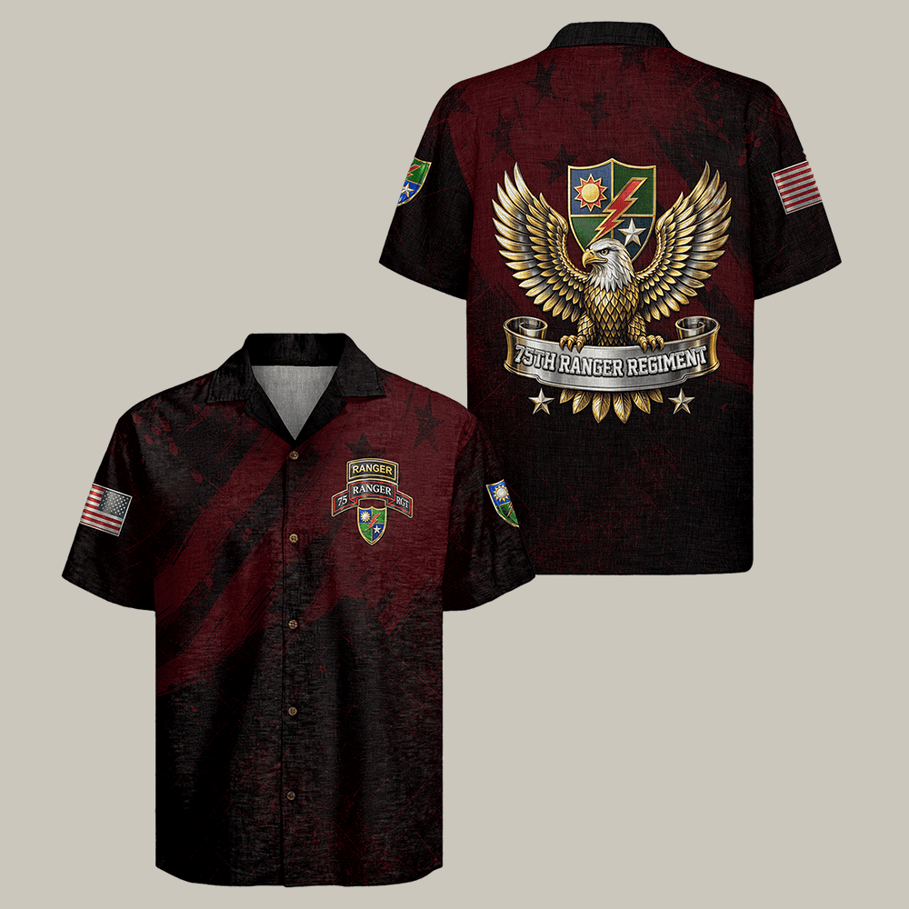 Eagle US Army 75th Ranger Regiment Hawaiian Shirt Army Veteran Clothes Cool Veteran Gift