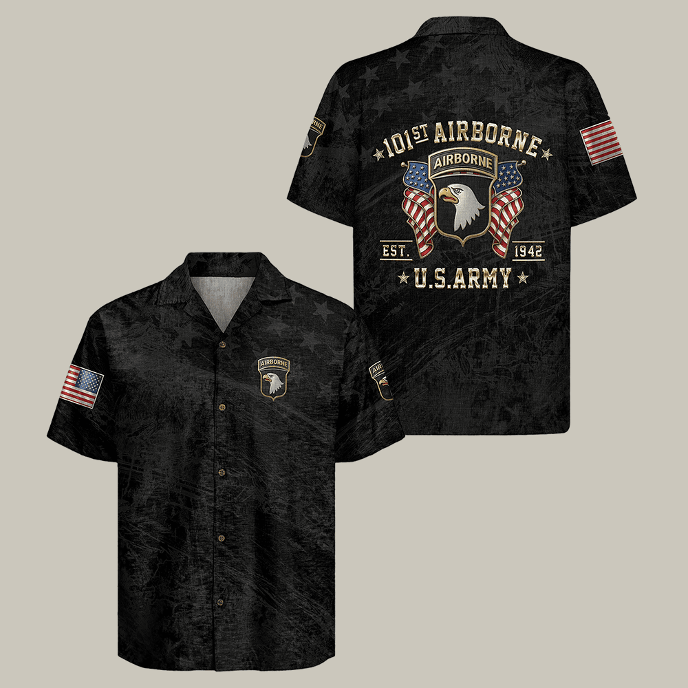 Eagle US Army Airborne Hawaiian Shirt 101ST Airborne Shirt Patriotic Gift Idea