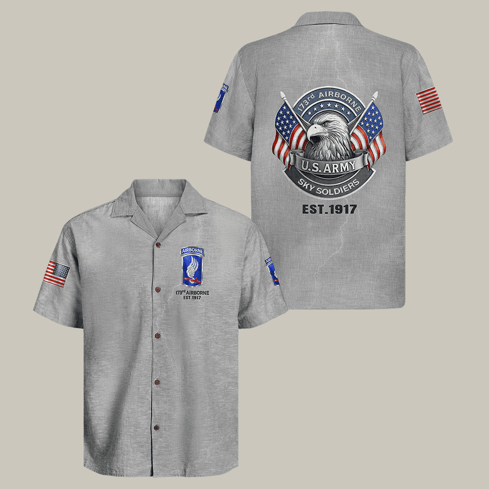 Eagle US Army Airborne Hawaiian Shirt Sky Soldiers Shirt Memorial Veteran Gift