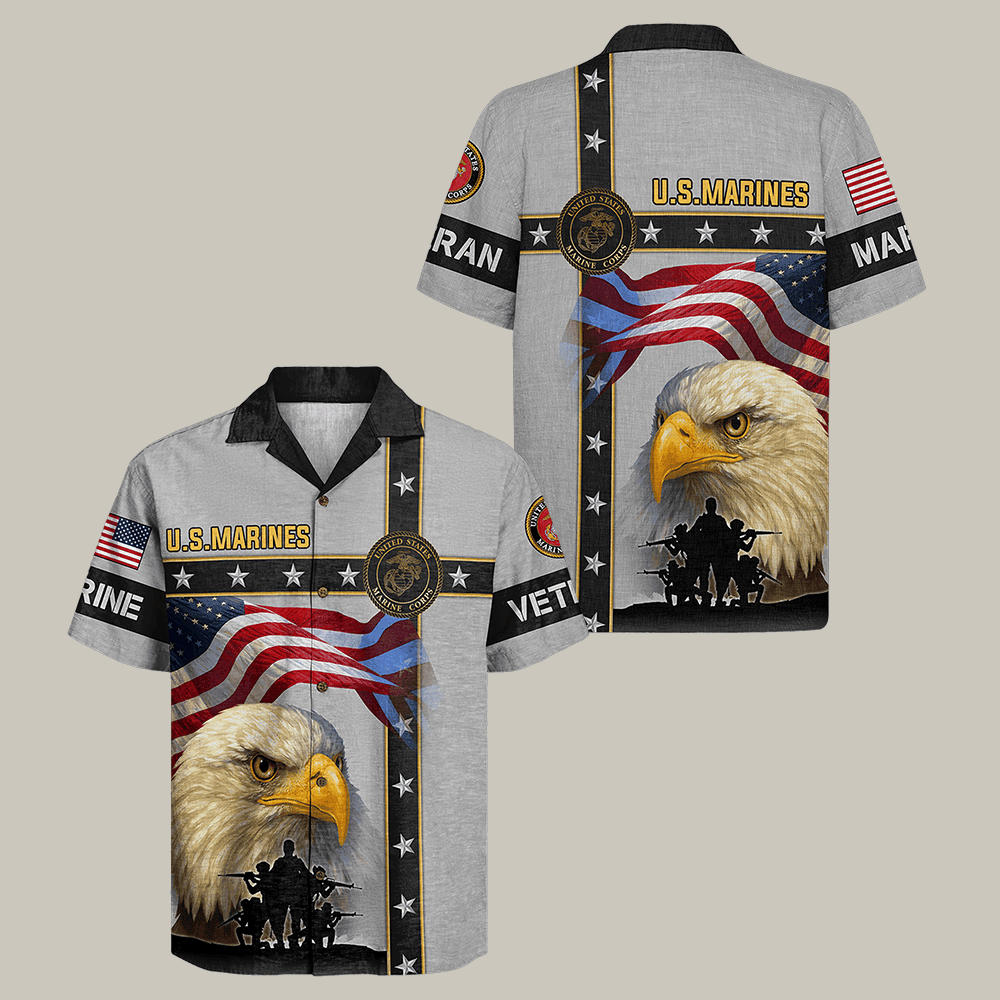 Eagle US Marine 250th Years Of Service Hawaiian Shirt 250th Anniversary Clothes Gift For Vet