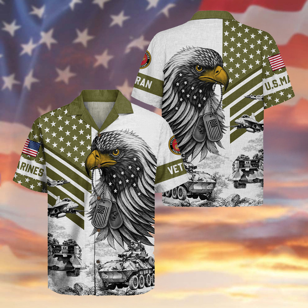 Eagle US Marine Corps 250th Years Of Service Hawaiian Shirt Tank Proud Veteran Memorial Gifts