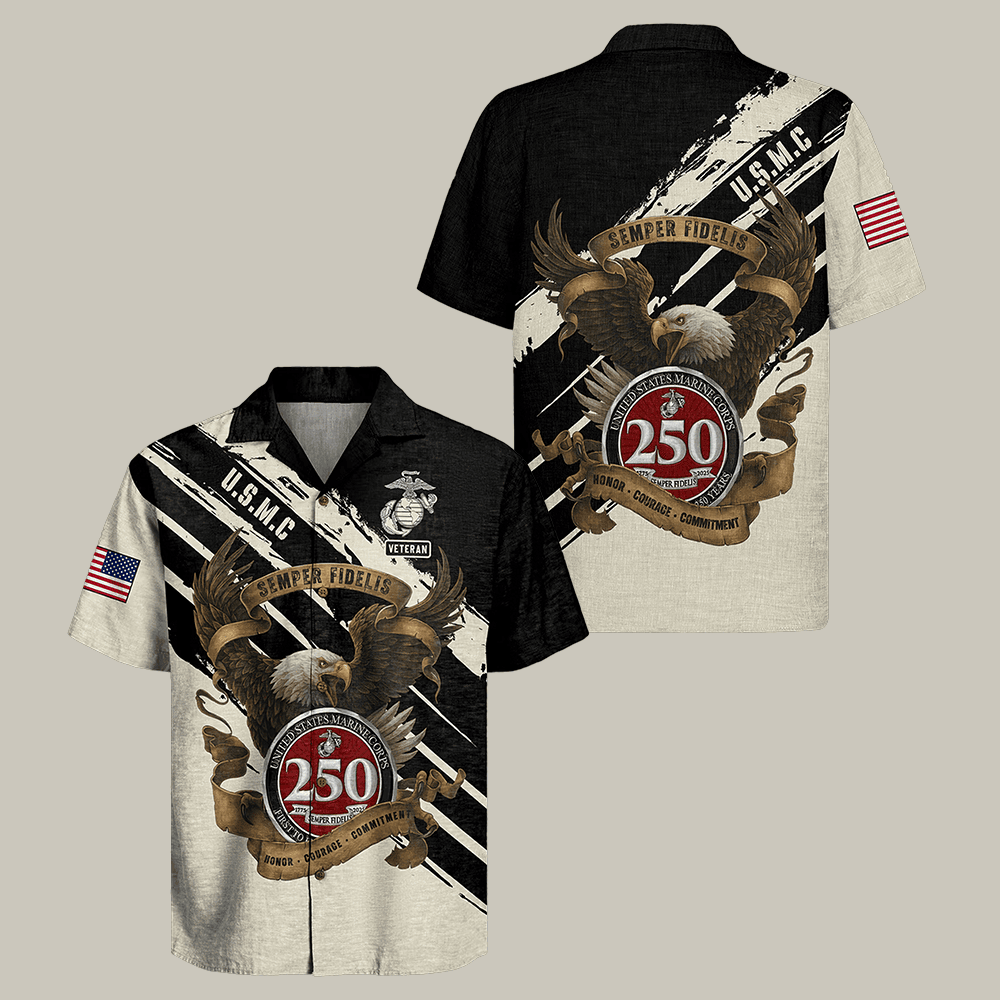 Eagle US Marines 250th Years Of Service Hawaiian Shirt USMC Clothes Gift For Marines Veterans