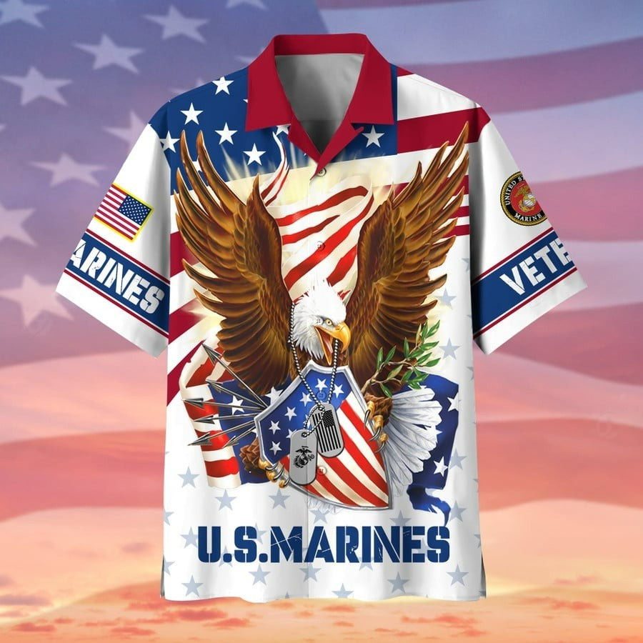 Eagle US Marines Hawaiian Shirt USMC Tee Shirts Best Veterans Day Gifts For Brother