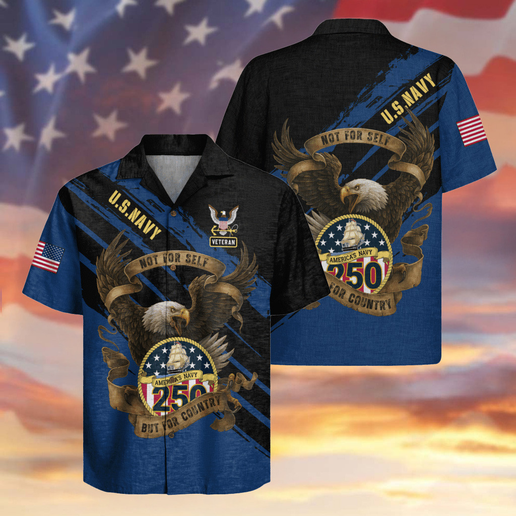 Eagle US Navy Veteran 250th Anniversary Hawaiian Shirt Unique Gifts For Navy Veterans