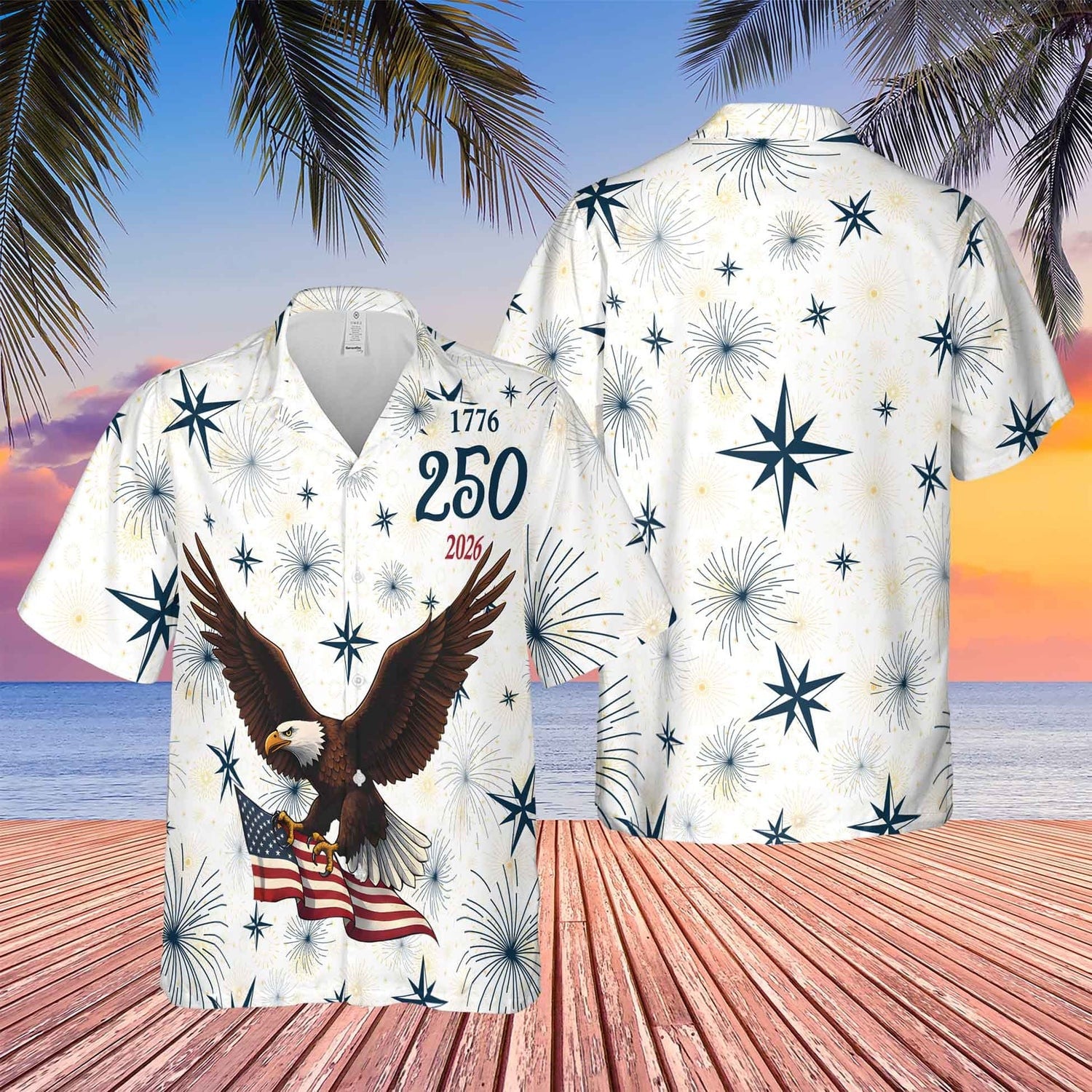 Eagle USA 250 Years 1776 2026 Hawaiian Shirt 4Th Of July Outfits Gifts For 4Th Of July