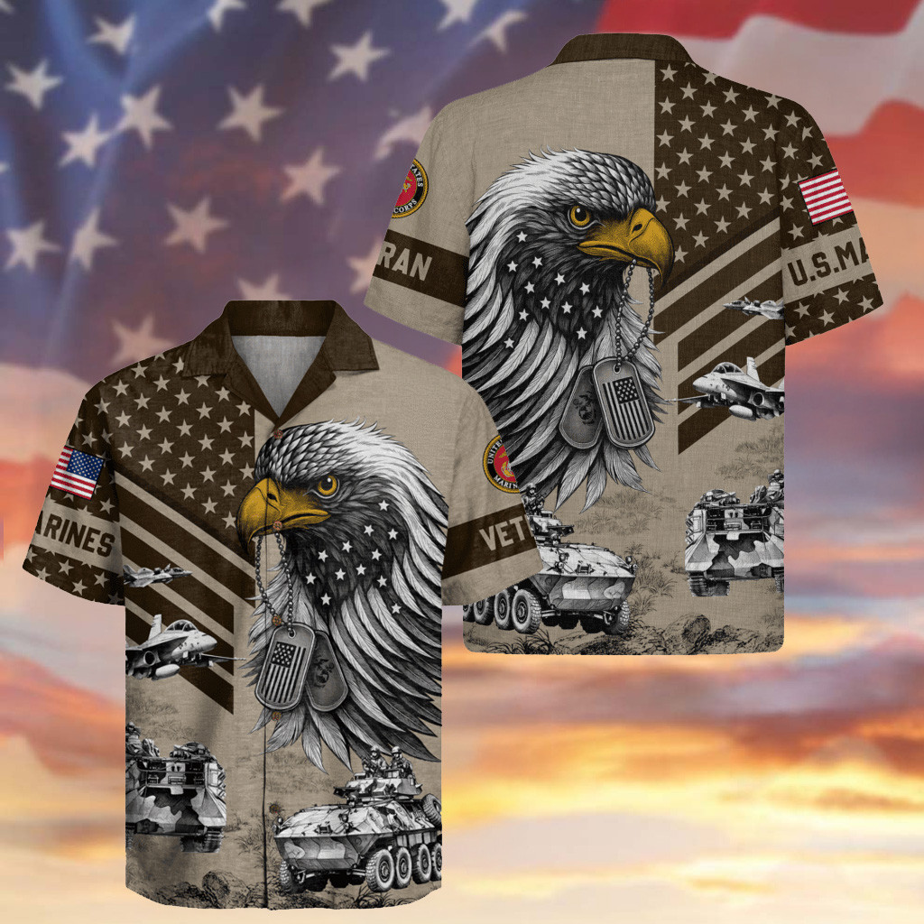 Eagle USMC Veteran Hawaiian Shirt 250th Anniversary Best Christmas Gifts For Marine Veterans