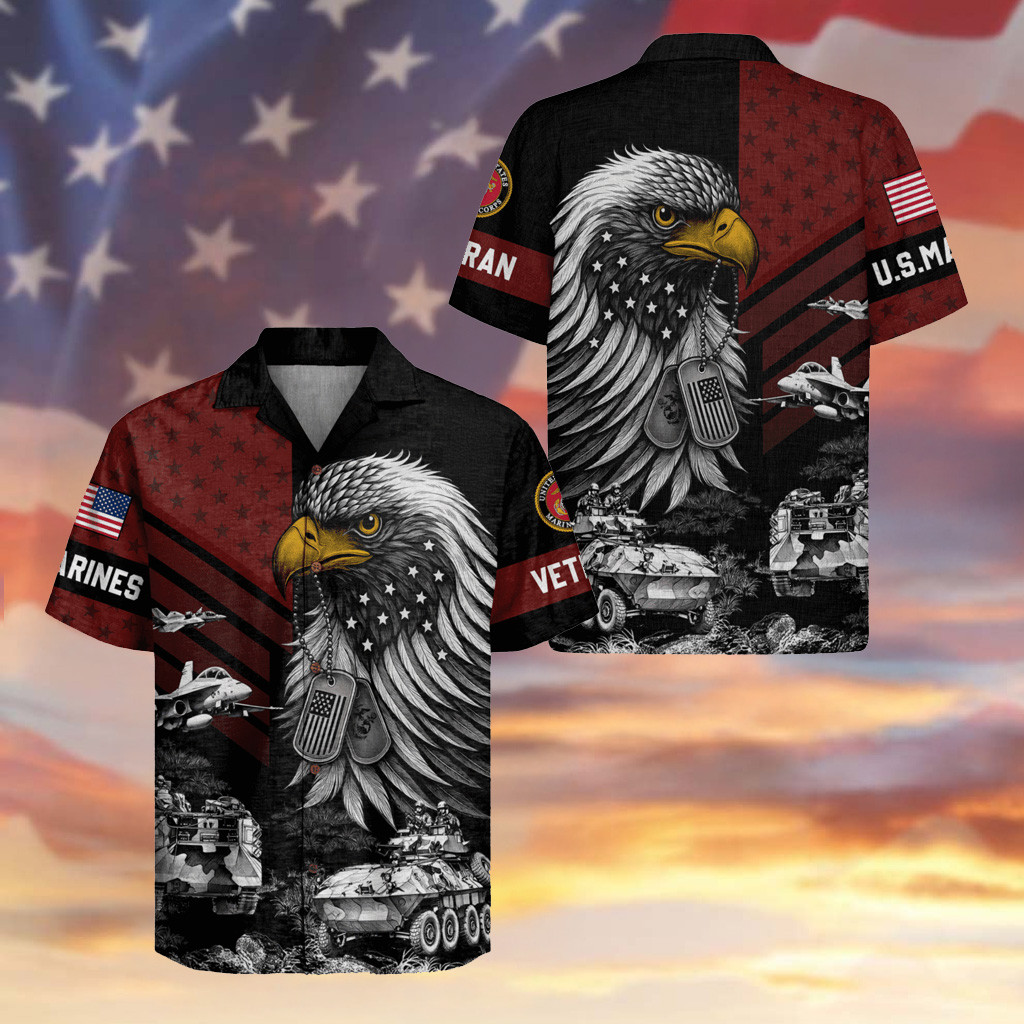 Eagle USMC Veteran Hawaiian Shirt 250th Anniversary Marine Corps Veteran Aloha Shirt Clothes