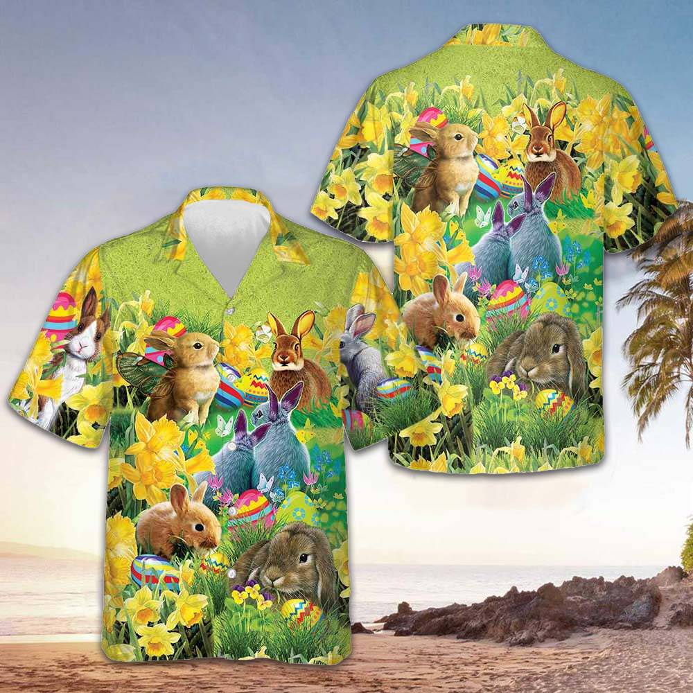 Easter Bunnies Hawaiian Shirt Easter 2024 Cool Button Up Shirt Gifts For Him