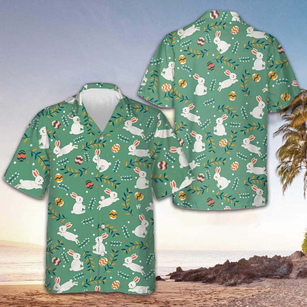 Easter Egg And Bunny Hawaiian Shirt 2024 Easter Button Down Shirt Gifts For Men